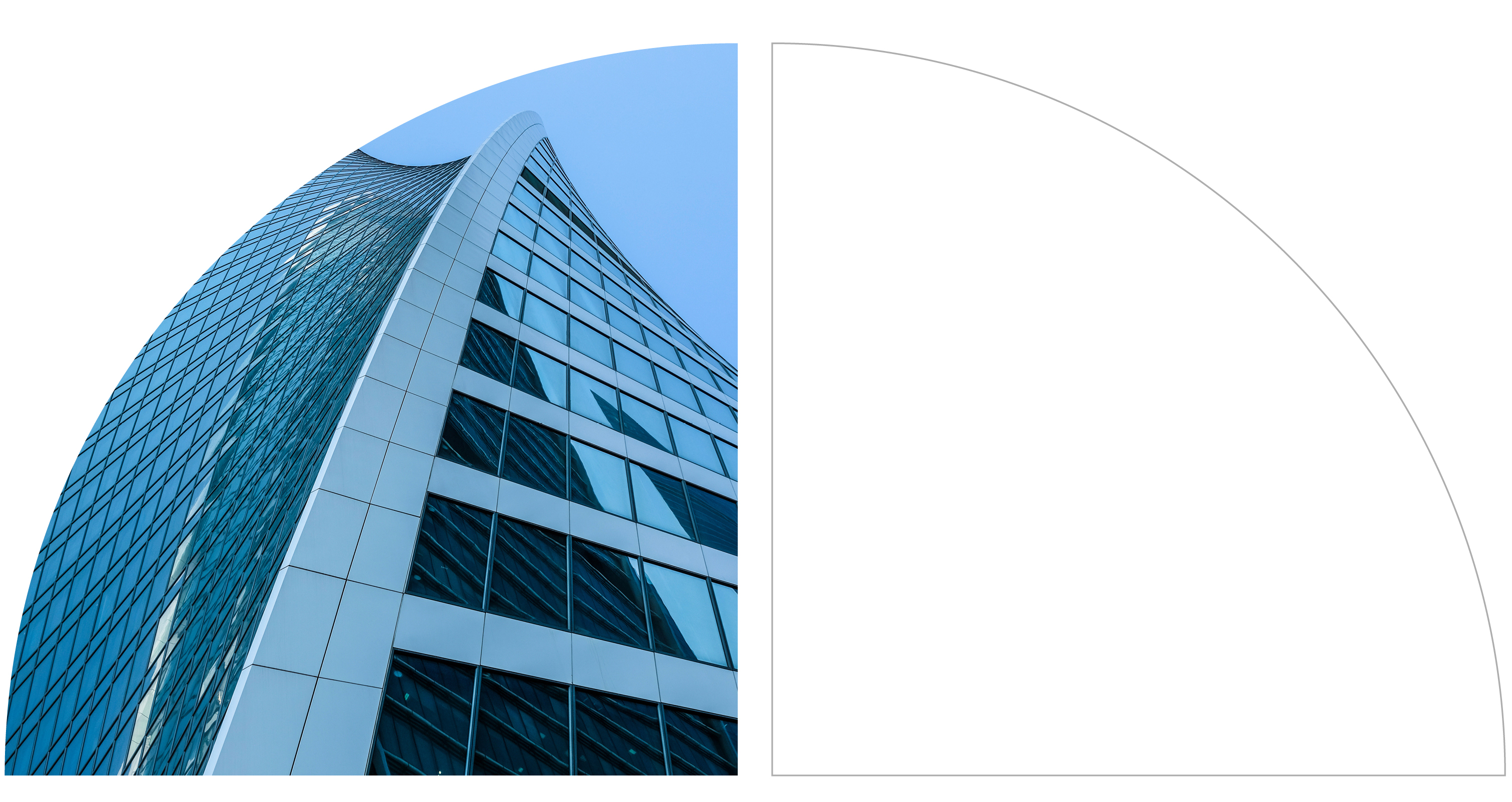 Modern curved skyscraper with a glass facade under a clear blue sky. Modern curved skyscraper with a glass facade under a clear blue sky.