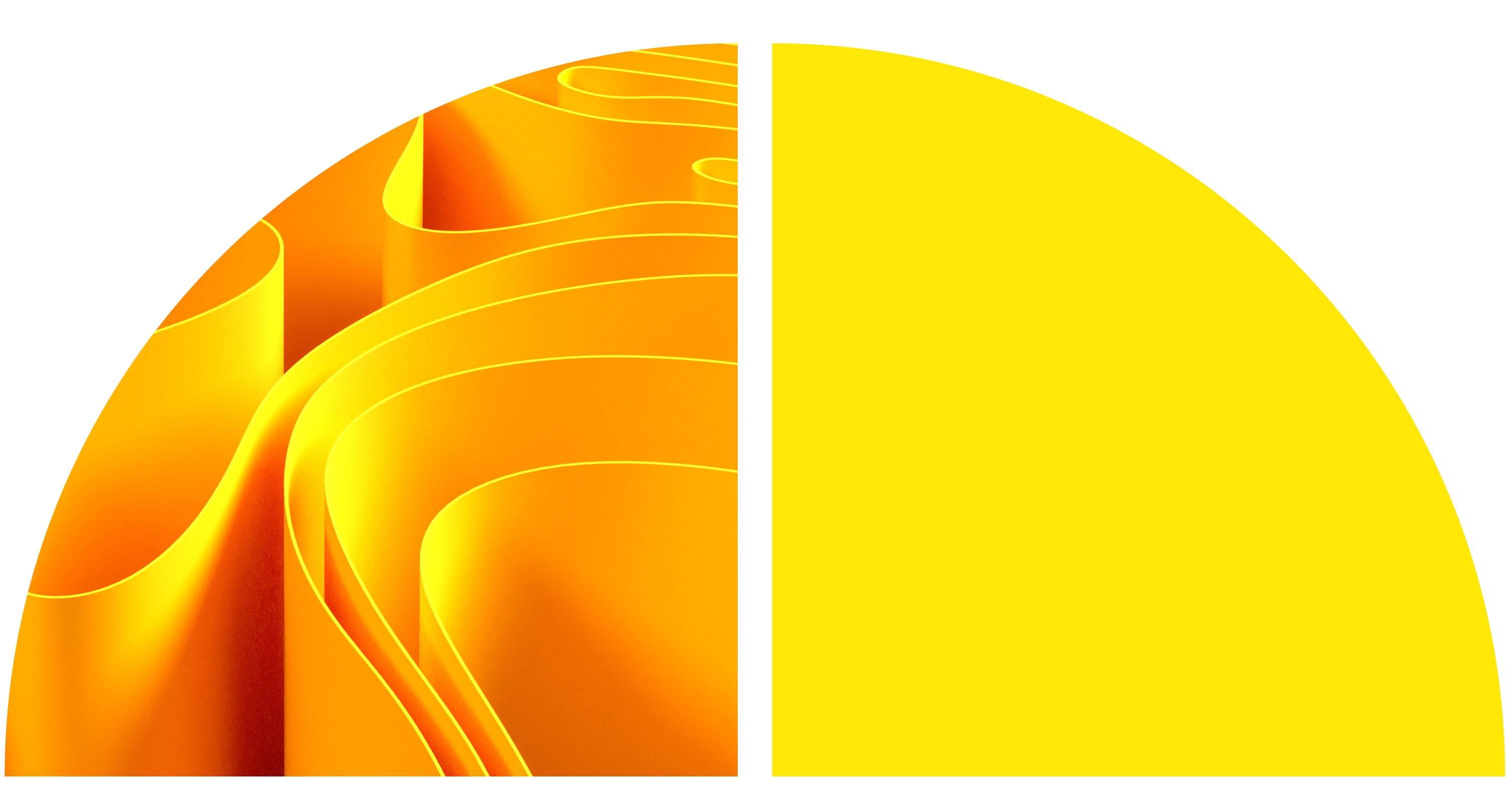 An abstract design with flowing, wavy lines in shades of orange and yellow.