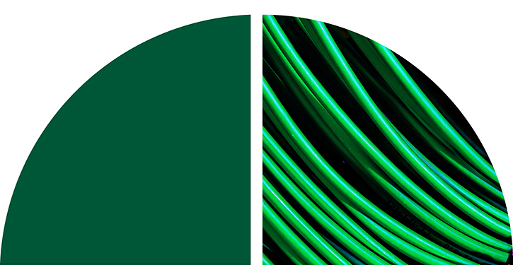 A pattern of bright green and blue curved lines. A pattern of bright green and blue curved lines.