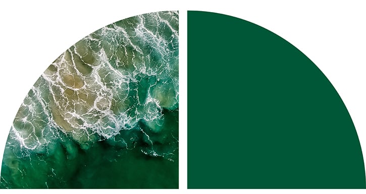 Green image with white wave rippling.